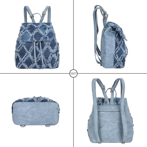 Lobagve Denim Backpack Lightweight Jeans Shoulder Bag Casual Daypack3
