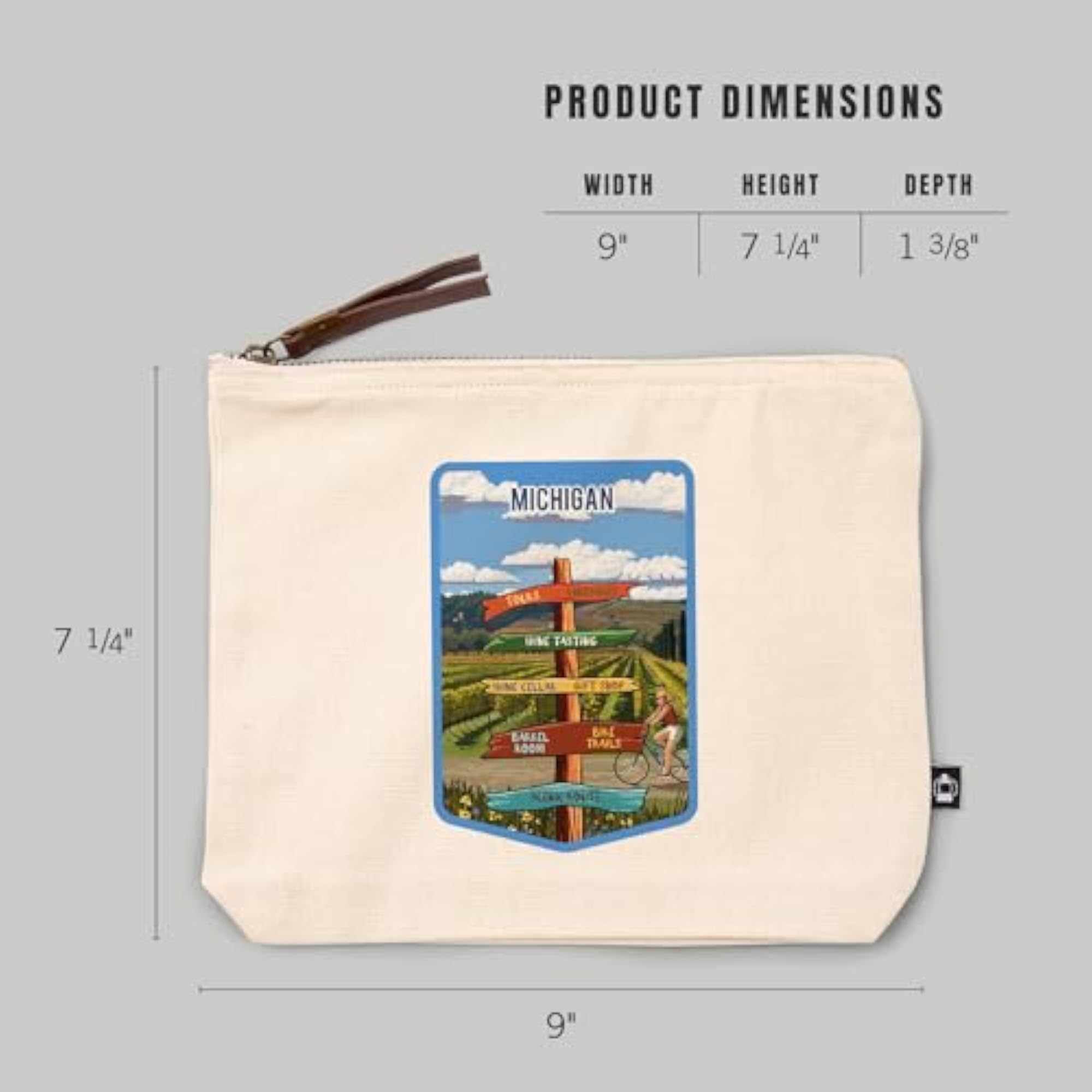 Michigan Vineyard Cotton Zipper Pouch