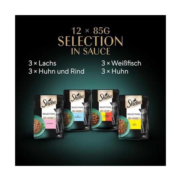 Sheba Katzennassfutter Selection in Sauce, 48 Portionsbeutel, 12x85g (4er Pack) – Katzenfutter nass, Herzhafte Komposition in Sauce für ausgewachsene Katzen – Bild 10