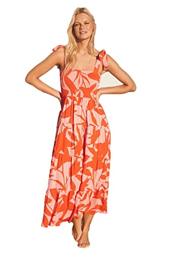 Robe longue d'été sans manches au motif floral vibrant et coupe sexy XL