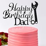 Glitter Happy Birthday Dad Cake Topper - Happy Birthday Cake Gift for Father's Day, Best Dad Ever Cake Pick, Happy Father‘s Birthday Party Supplies Black