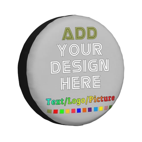 Image of Custom Spare Tire Cover with Logo Photo Text, Personalized Polyester Tire Covers Protectors for Trailer RV SUV and Many Vehicles, Silver