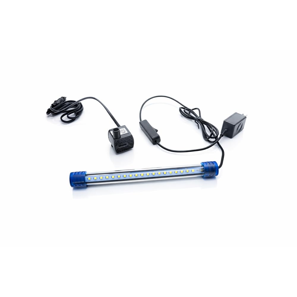 AquariumLine Cube Complete 25 – Acuario cúbico de 25 x 25 x 30 cm con filtro trasero, bomba e iluminación LED (blanco, kit completo: bañera + filtro + bomba + barra LED)