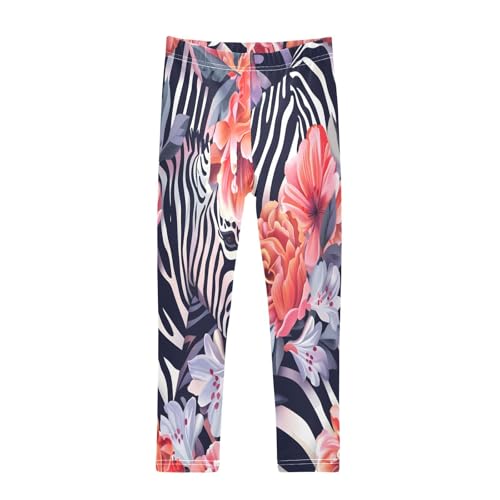 Bolaz Toddler Girls Leggings Printed Yoga Pants Leggings Zebra Beautiful Flowers for Kids