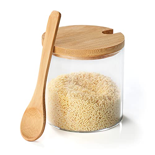 INCETUE 300ml/10 fl oz Salzbehälter mit Deckel, Luftdicht Gläser Salz Aufbewahrung mit Löffel, Zuckerdose Glas, Salzdose, Gewürzdose, Vorratsglas Behälter Dose für Zucker Gewürze Kaffee Tee