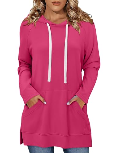 KISSMODA Women Hoodies Dress Long Sweatshirts Dress Raglan Sleeves Oversized Sweatshirts with Pocket 2025 Fall Winter Trendy