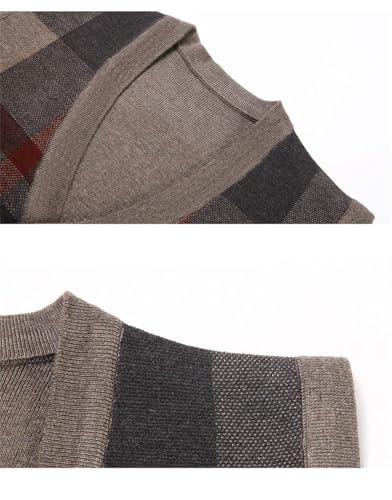 Men Winter Knitted Sweater Vest Plaid Print Casual Daily Slim Fit Cardigans Sweaters Vests2