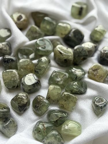 Image of Tumbled Stones, Natural Crystal Healing Stones, Home Office Decor, Aquarium Decorative Pebbles, Vase Fillers (Prehnite, 100)