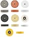 QWORK® Buffing Wheel Kit, 7 Pcs Polishing Wheels with Drill Shaft Adapter for Mini Grinder/Bench Grinder, Grinding Wheel/Fiber/Wool/Cotton Buffing Wheel 3 Inch O.D. 3/8 Inch I.D. (Ø75xø10x20mm)