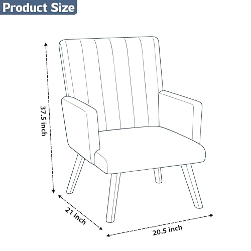 Image of Rosebell Modern Accent Chair for Living Room | Single Seater Chair with Armrests & Metal Legs | Comfortable Lounge Chair for Bedroom, Reading & Office | Blue