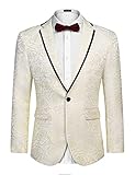COOFANDY Men's Paisley Blazer Fashion Suit Jacket One Button Tuxedo Prom Banquet