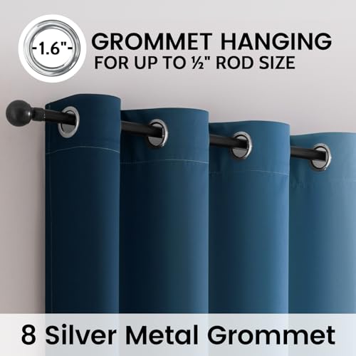 Image of SimpleHome Blue and Greyish White Blackout Curtains for Bedroom 63 Inches Long, Room Darkening Grommet Curtains for Living Room,Thermal Insulated Ombre Drapes,2 Panels, 52x63 inches Length