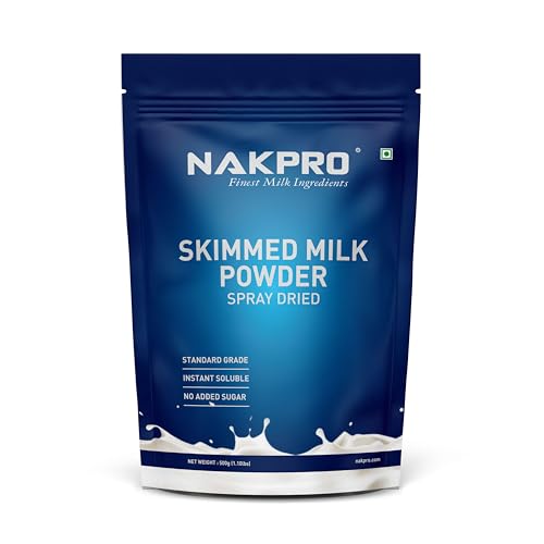NAKPRO Skimmed Milk Powder, 500g | Derived from Cow Milk, 100% Pure & Natural | Sugar Free & No Added Preservatives | Perfect for Tea & Coffee for Everyday Use | NABL Lab tested for Purity