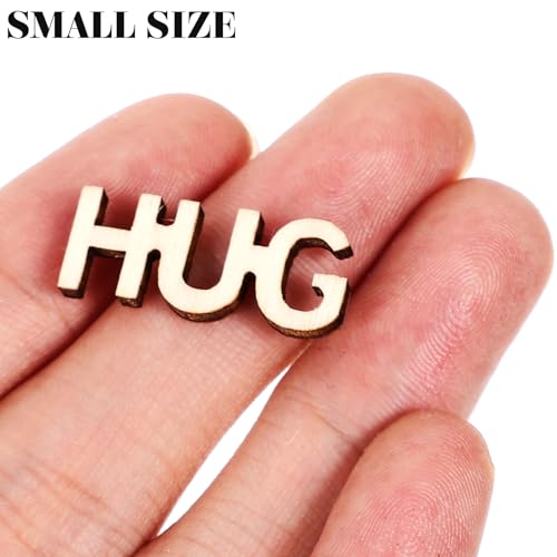 Artibetter 100pcs Wood Crafts Letter Decor Wooden Decor Wooden Table Scatter Hug Pendants Wooden Hug Charms Decorative Hug Pieces Hug for Jar Filling DIY Hug Cutouts Paper Cut Filler Gift - Image 4