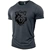GYMTIER Untamed Wolf Black Men's Gym T-Shirt Bodybuilding Training Workout Lifting Top Clothing, Grey, 3XL #3