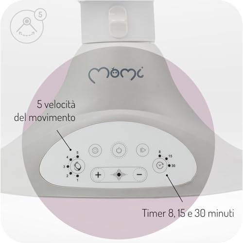 Momi Sdraietta KENANI per bambini fino a 9 kg, pieghevole, con telecomando e Bluetooth per connessione smartphone, batteria ed elettricità, con cintura di sicurezza a 5 punti - 7