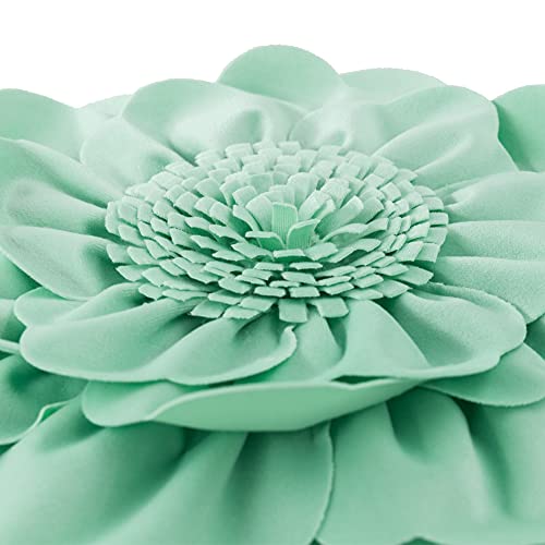 Jwh Handmade 3D Flower Throw Pillow Cover Aesthetic Decorative Round Floral Accent Pillow Case Round Cushion Stereo Pillowcase For Bed Couch Bedroom With Insert 14 Inch Light Green #TOP3
