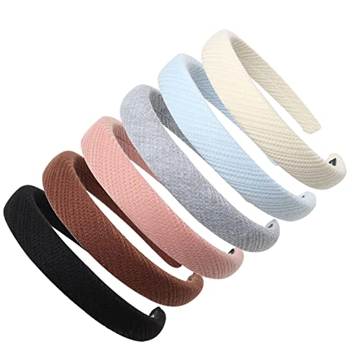 6PK Padded Headbands for Women Twill Simple Thick Fabric Head Band No Slip Girls Fashion Hair Bands Hair Accessories