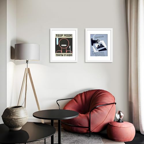Picrit 14x17 Picture Frame 3 Pack, White Poster Frame, Display Poster 10 x 14 with Mat or 14 x 17 without Mat for Horizontal or Vertical Wall Mounting