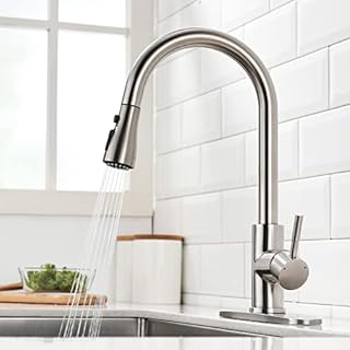 APROMOOM Kitchen Faucet with Pull Down Sprayer Brushed Nickel for Kitchen Sink High Arc Single Hole Deck Mount Single Handle Faucets Stainless Steel llaves para fregaderos de cocina
