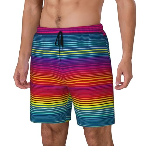Rainbow Pattern Print Men Stylish Functionality Swim Trunks Breathable Beach Shorts Surfing Gym Fishing2