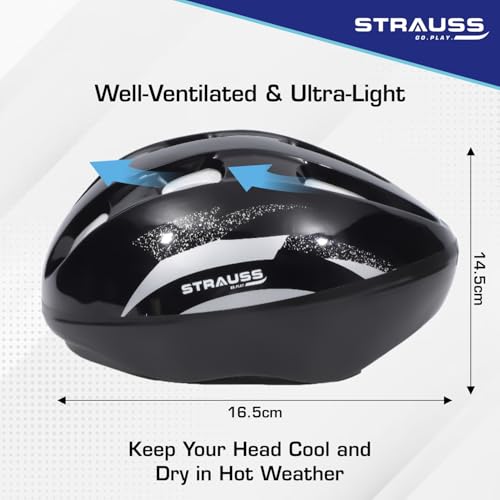 Image of Strauss ArmorX Cycling Helmet | Lightweight with Good Ventilation | Multi-Sport Helmet for Mountain, Road Biking & Skating | EPS Foam Lining for Protection | Ideal for Adults with 15+ Age (Black)