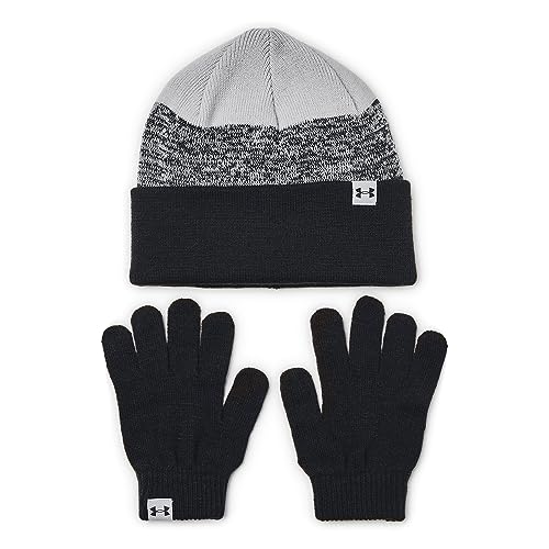 Under Armour Girls Beanie & Glove Combo, (001) Black/Mod Gray/Black, One Size Fits Most