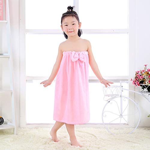 Verve Jelly Kids Girls Absorbent Microfiber Spa Bath Wrap Cover Up Towels Skirt Bowknot Sleeveless Tube Dress Robe - Image 3