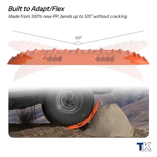 Heavy-Duty 41" Off-Road Traction Boards with Jack Base & Storage Bag - Recovery Boards Perfect for Sand, Mud, and Snow, 2pcs Orange