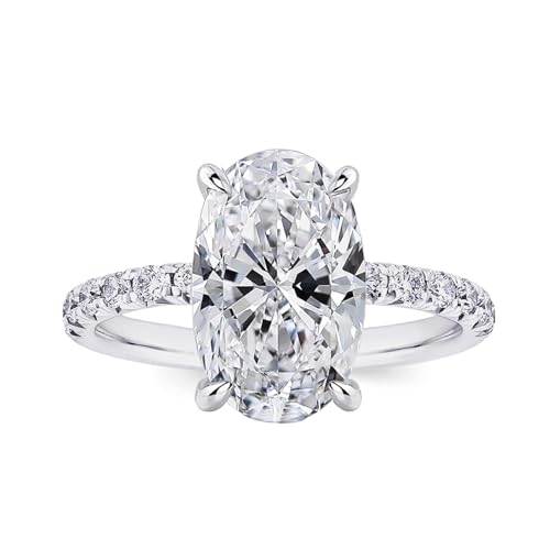 3.5CT Oval Cut Engagement Rings for Women,Simulated Diamond Ring,925 Sterling Silver 18K Yellow/White Gold Plated Promise Ring