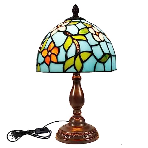 NTALJC Lámparas de Mesa Vintage, vidrieras barrocas mediterráneas, Soporte Led, Accesorios de iluminación para Escritorio, lámpara de Noche para Dormitorio, decoración del hogar