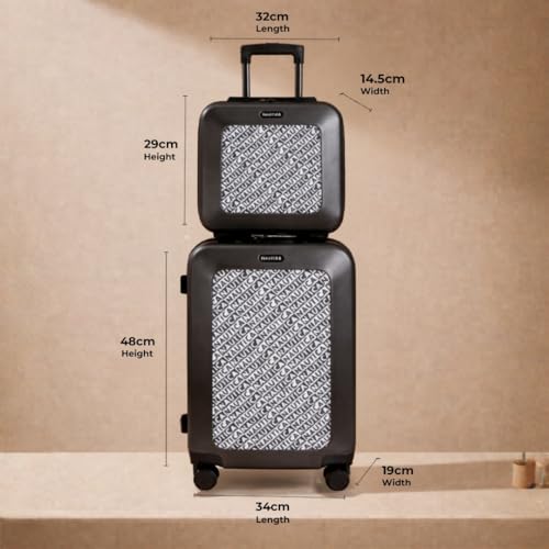 Image of Nautica Unisex 31L Cabin Trolley and Vanity Case Luggage Set | Robust ABS & Logo Print PU Hardshell Travel Combo | Smooth 8-Spinner Wheels | Lightweight Luggage for Weekend Trips and Vacations | Grey