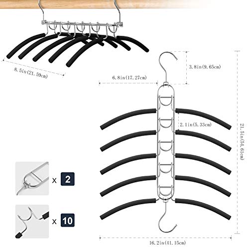 Huaqi Clothing Hangers Anti Slip Padded Hangers Closet Organizer Space Saving Magic Clothes Hangers Heavy Duty For Coat Suits Shirt Sweaters (4, Black) #TOP3