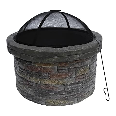 Teamson Home 27" Concrete Round Charcoal and Wood Burning Fire Pit Cover