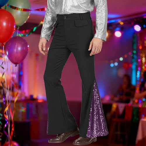 Pantalon évasé extensible et confortable à paillettes rétro