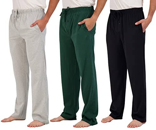 Real Essentials 3 Pack: Mens Big & Tall King Size Pajama Pants Cotton Soft Pajamas Men Flannel Bottoms Fleece Buffalo Plaid Pj Lounge Pants Sleepwear Pijamas Hombres Woven - Set 3, 4X