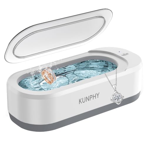Jewelry Cleaner, KUNPHY 48kHz Ultrasonic Cleaner, White