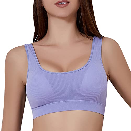 Sujetador deportivo para mujer con tiras acolchadas de sujeción media, sujetador de yoga, sujetador de entrenamiento, tops de entrenamiento para mujer, ropa deportiva para mujer, azul, XXL
