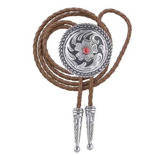Image of GelConnie Floral Bolo Tie for Men Womens Bolo Tie Necklace Native American Black Men's Bolo Ties Western Cowboy Bolero Ties
