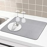 Alfombrilla Escurreplatos Absorbente 40 x 50 cm, Gris Secado Rápido Alfombrilla...