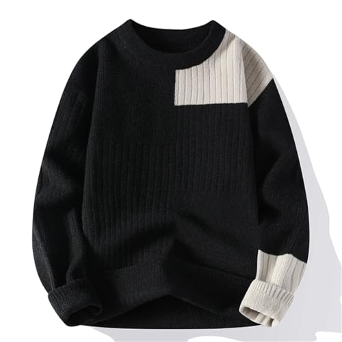 Men's Youthful Vitality O-Neck Knitted Pullover Sweater Full Sleeve Casual Patchwork Slim Fit Sweater3