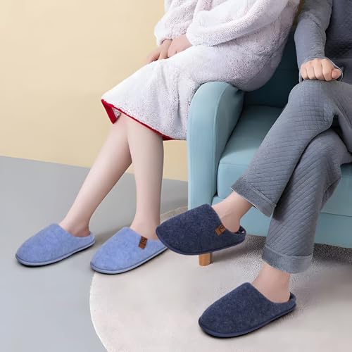 Image of COFACE Unisex Mens Womens Cozy Memory Foam Scuff Slippers Casual Slip On Warm House Shoes Indoor /Outdoor Felt Sandal Slippers Size 4-15