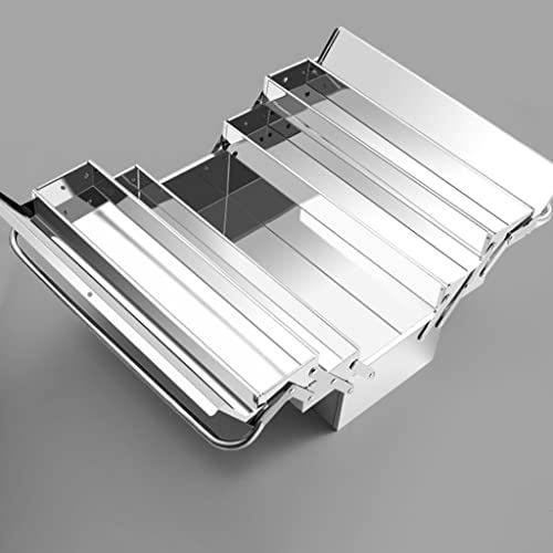 JKUYWX Caja de Herramientas de Acero Inoxidable Conjunto Caja de Almacenamiento for el hogar Plegable de Tres Capas Caja de Almacenamiento de Hierro portátil Coche de Almacenamiento (Color : Silver,