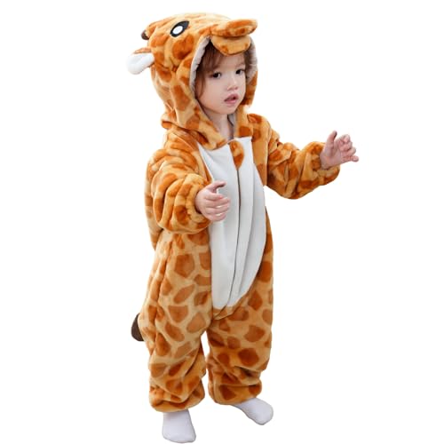 JVJQ Baby Schlafanzug mit Anti-Kneif-Reißverschluss 2-Wege-Zipper & Premium Giraffen kostüm - Bio-Baumwolle für Neugeborene bis Kleinkinder (0-36M) -Baby Kostüm Karneval & Halloween