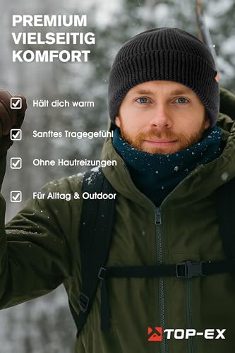 TOP-EX Merino Wintermütze Schwarz XL/XXL – Bild 5