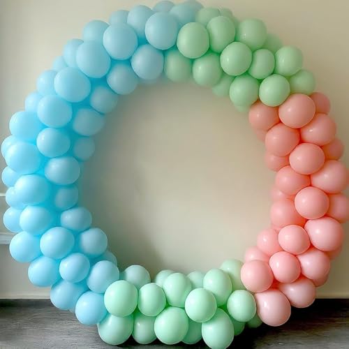 Image of Regular Balloon Combo For Decoration with Glue Dots & Balloon Arch Strip - Party Decor Set For Easy Party Setup (PINK GREEN BLUE, 50)