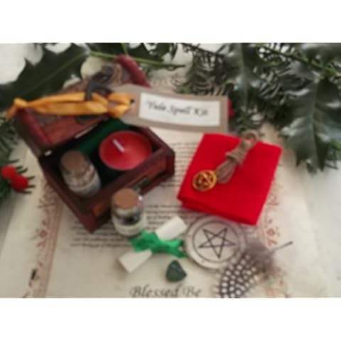 Yule Spell Kit Chest Gift Pagan Solstice Wicca Witch Gold Leaf Bath Cover