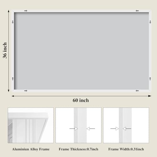 Image of Koonmi White Rectangle Wall Mirror, 36x60 Inch Bathroom Mirror, Aluminum Frame Vanity Mirror for Entryway, Living Room, Bedroom Bathroom, Hangs Horizontally or Vertically