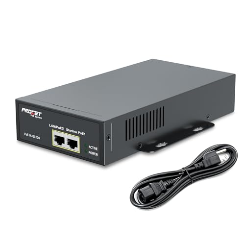 Starlink Gen 3 PoE Injector Gigabit, 5 in 1 Starlink Ethernet Adapter Gen 3 with 6KV (10/700us) Surge Protection, 100-240Vac Input & 150W 55V Output for Starlink V3, PT-PSE109GAT-160