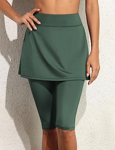 Septangle Women Skirted Swim Capris UPF 50+ Sport Leggings Swim Capri with Attach Skirt Athletic Skort Swimsuit Bottom3